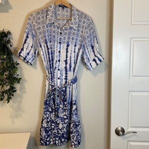 Peter Sam Blue/White Shirt Dress - Size 8